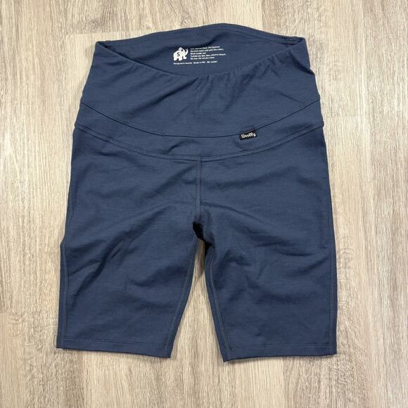 Woolly Women's Merino Wool Biker Shorts Crossover High Waist Navy Blue Size S - Picture 2 of 6